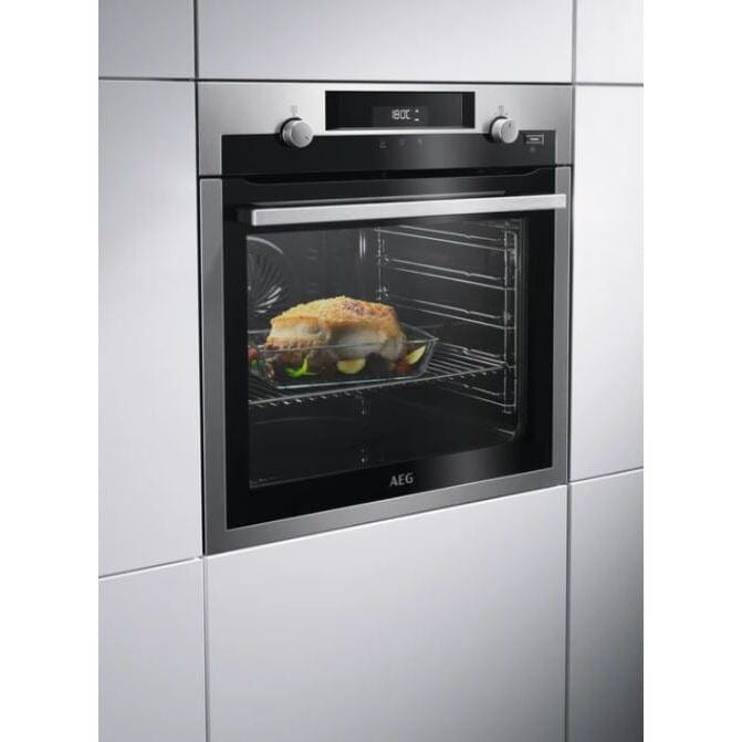 AEG BPS55IE20M 56cm Built In Electric Single SteamBake Oven with Pyrolytic Cleaning Stainless Steel | Atlantic Electrics