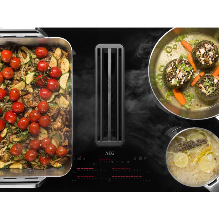 AEG CDE84779FB Venting Induction Hob 83cm Ducted Ventilation - Black | Atlantic Electrics