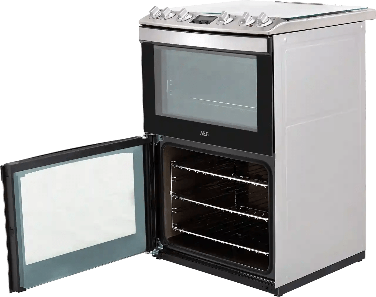 AEG CKB6540ACM Dual Fuel Cooker with Gas Hob- Stainless Steel | Atlantic Electrics