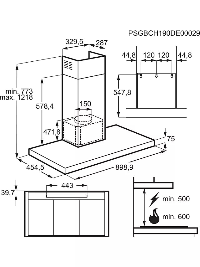 AEG DBK6980HG 90cm Chimney Cooker Hood - Stainless Steel | Atlantic Electrics