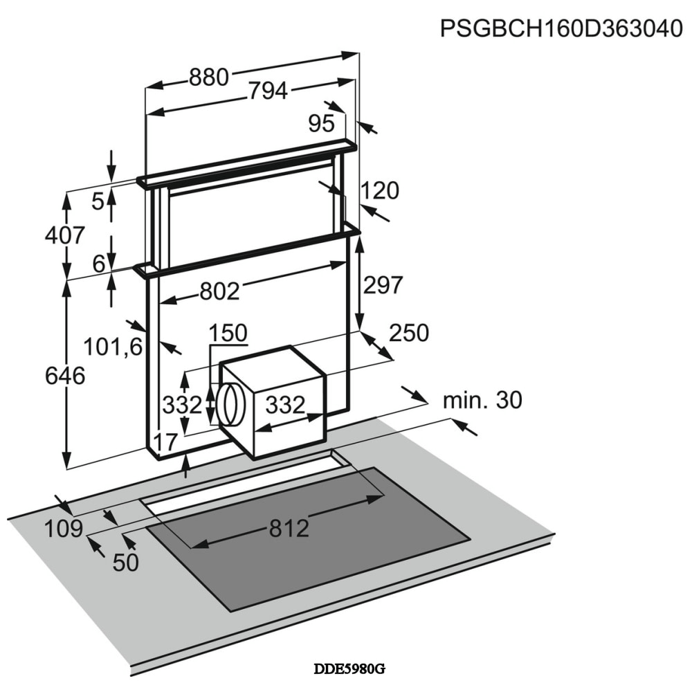 AEG DDE5980G Down Draft Extractor - Black / Stainless Steel | Atlantic Electrics