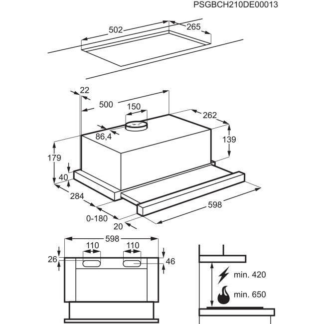AEG DPB3632S Telescopic Hood - Silver | Atlantic Electrics