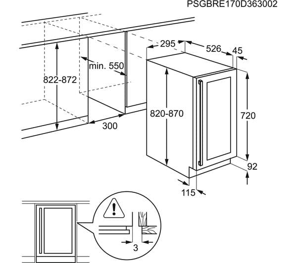 AEG SWE63001DG 30cm Built-In 20 Bottle Capacity Wine Cooler in Black | Atlantic Electrics
