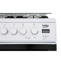Thumbnail Beko EDG506W 50cm Twin Cavity Gas Cooker with Glass Lid White - 39477738799327