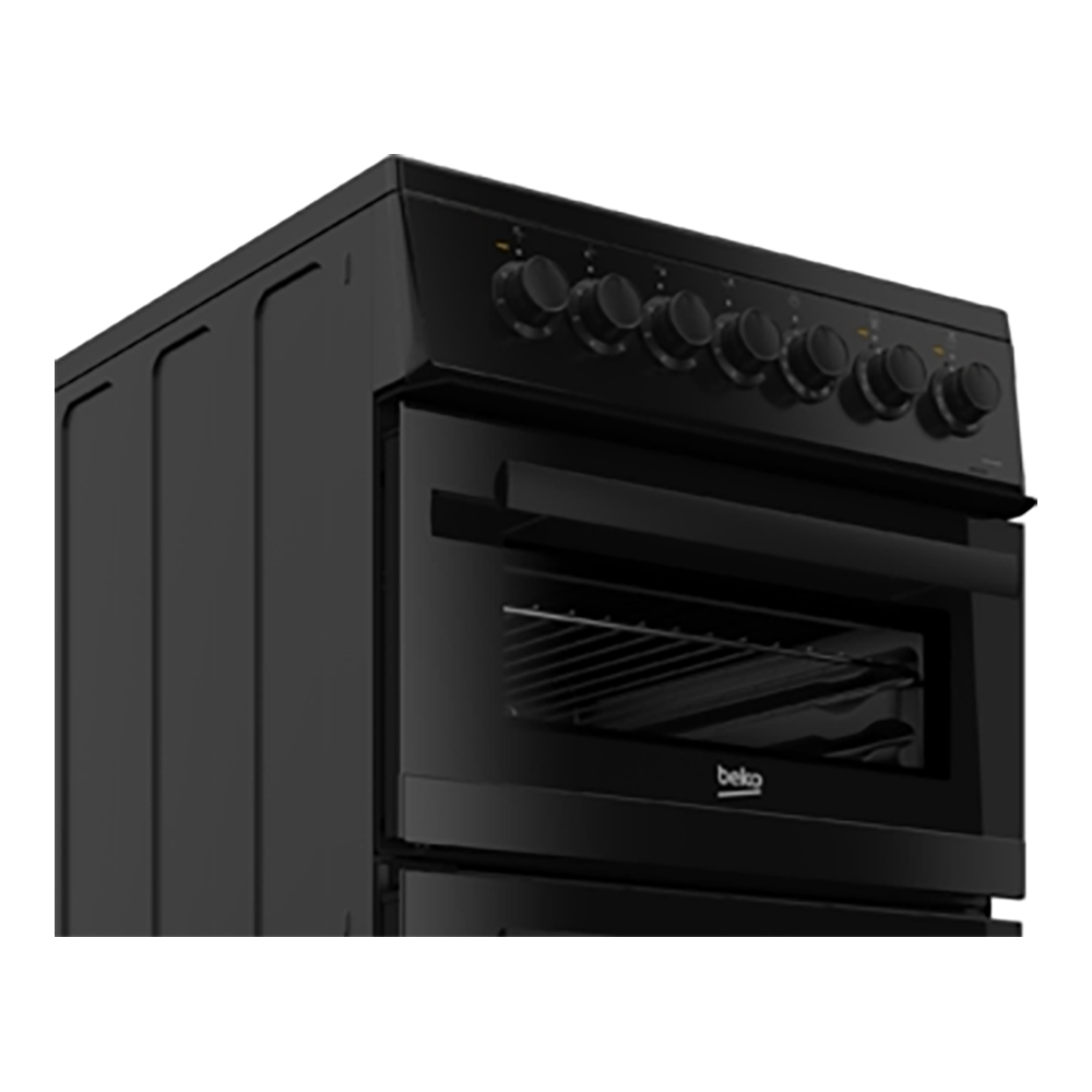 Beko EDVC503B 89 Litre Freestanding Double Oven Electric Cooker, 50cm Wide- Black | Atlantic Electrics