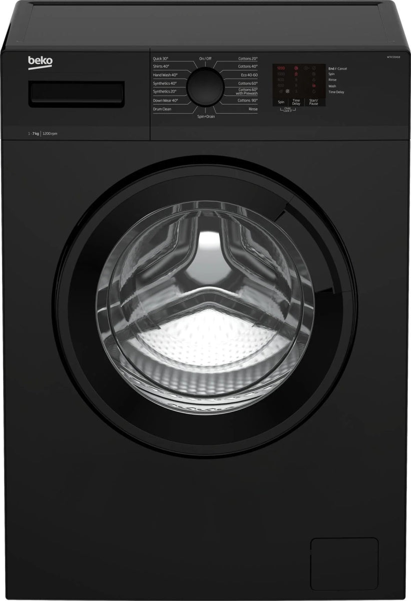 Beko WTK72041B 7kg 1200 Spin Washing Machine with Quick Programme Black | Atlantic Electrics - 40639526109407 