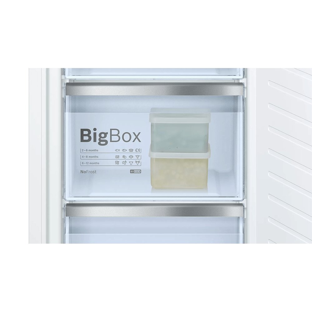 BOSCH KIN85AF30G Built-in Fridge Freezer, Freezer at Bottom, Flat Hinge- 55.8cm Wide | Atlantic Electrics