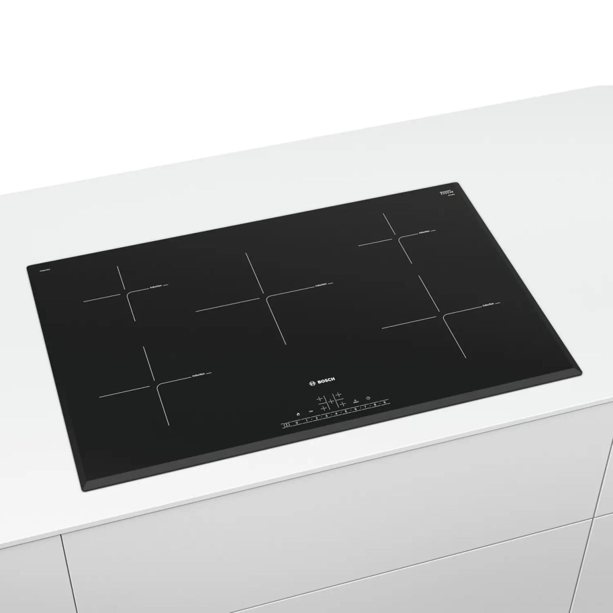 Bosch PIV851FB1EKIT 80.2cm Induction Hob with Free Pan Set - Black | Atlantic Electrics