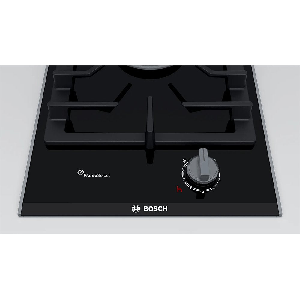 BOSCH PRA3A6D70 Series 8 Domino Gas Hob, Glass Ceramic, 30.6cm Wide - Black | Atlantic Electrics