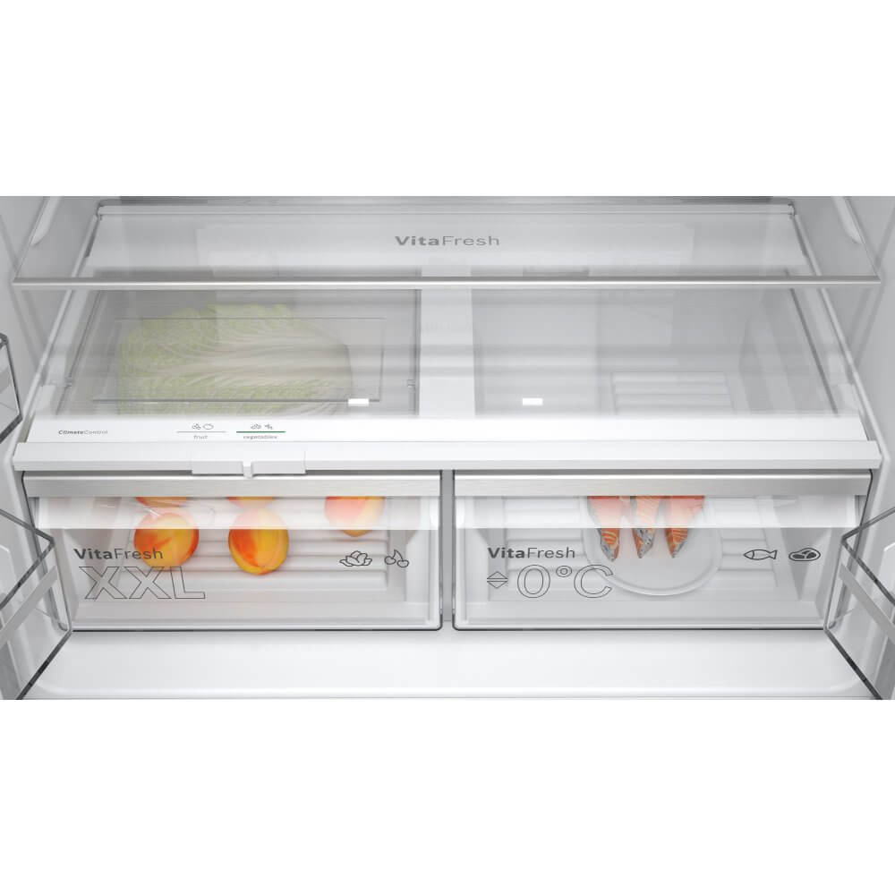 Bosch Series 6 KFN96APEAG Freestanding 65/35 French Fridge Freezer, Inox Easy Clean Steel | Atlantic Electrics