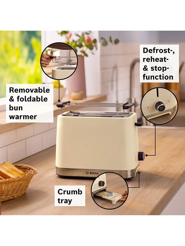 Bosch TAT4M227GB Compact 2-Slice Toaster - Cream | Atlantic Electrics