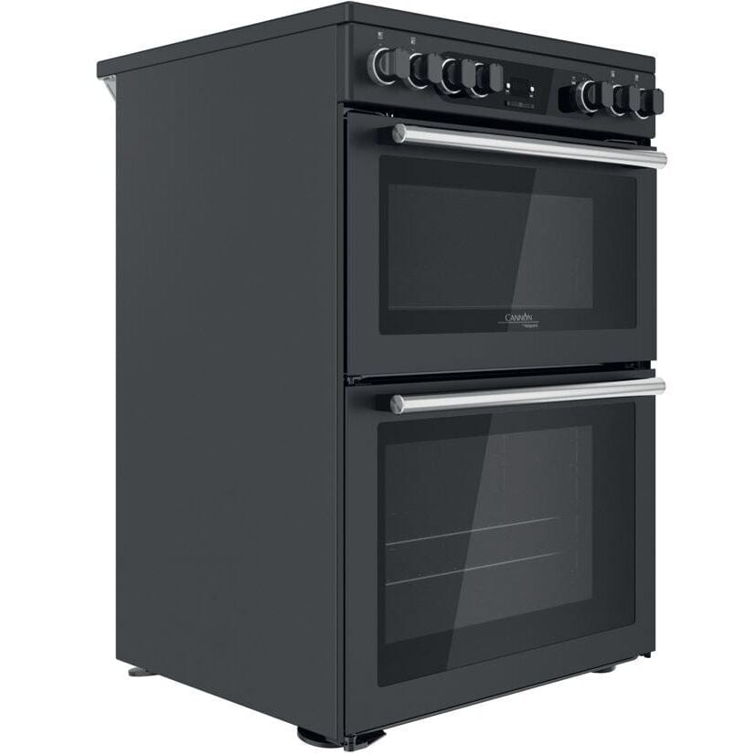 Cannon by Hotpoint CD67V9H2CA 60cm Electric Cooker Anthracite Double Oven Ceramic Hob Black | Atlantic Electrics