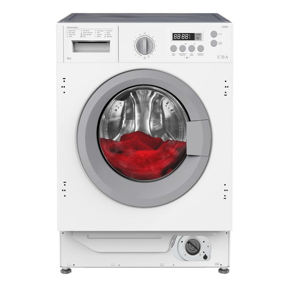 Cda CI381 8kg 1400 Spin Integrated Washing Machine, 59.5cm Wide - White | Atlantic Electrics