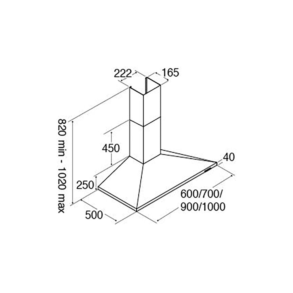 Cda ECH91SS 90Cm Chimney Extractor, 3 Speeds - Stainless Steel | Atlantic Electrics