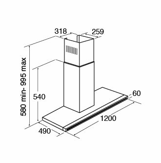 CDA EVP121SS 120Cm Chimney Cookerhood - Stainless Steel | Atlantic Electrics