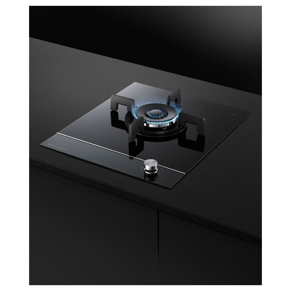 Fisher & Paykel CG451DNGGB4 Single Burner 45cm Gas Domino Hob Black on Glass | Atlantic Electrics