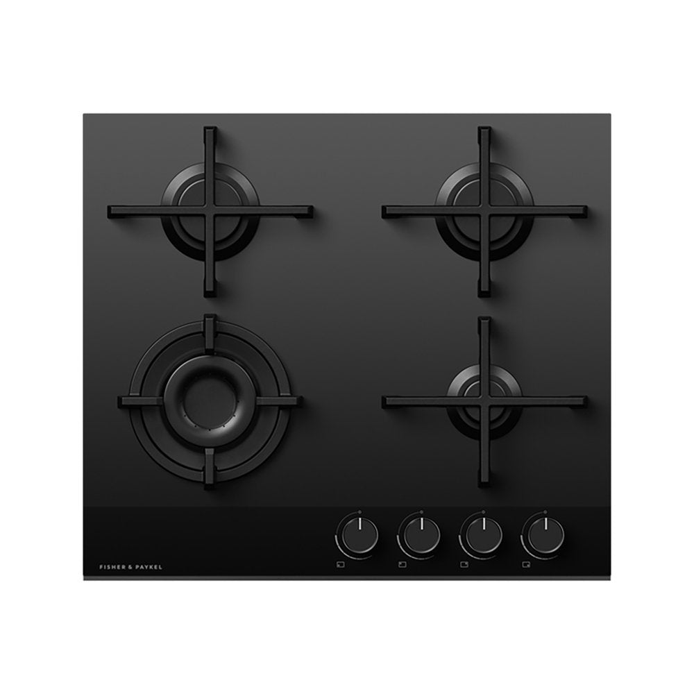 Fisher & Paykel Series 9 CG604DNGGB4 60cm 4 Burner Gas Hob Black Ceramic Glass | Atlantic Electrics