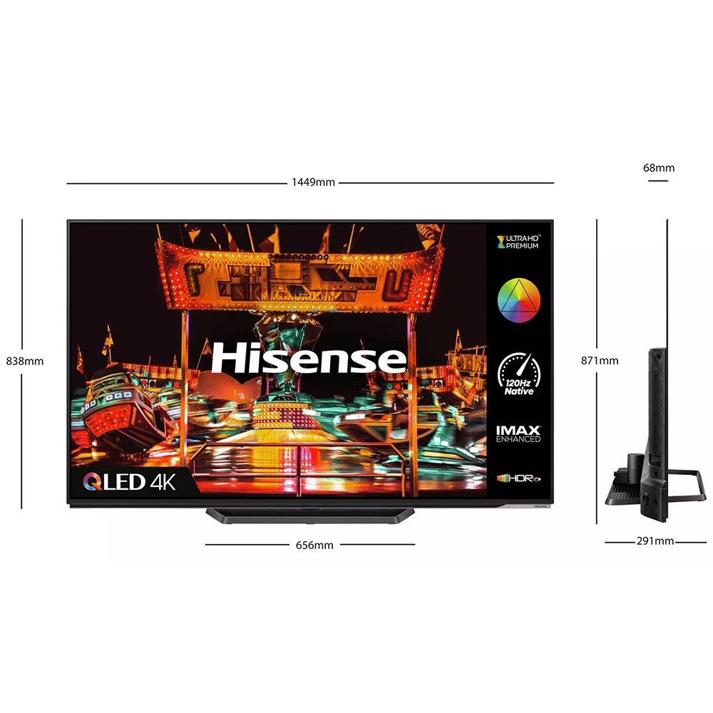 Hisense 65A85HTUK 65" 4K UHD HDR OLED Smart TV, with Freeview - 144.9cm Wide | Atlantic Electrics