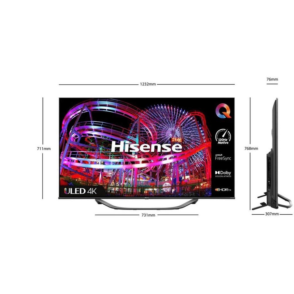 Hisense 65U7HQTUK 65" 4K ULED Smart TV, 145.1cm Wide - Black | Atlantic Electrics