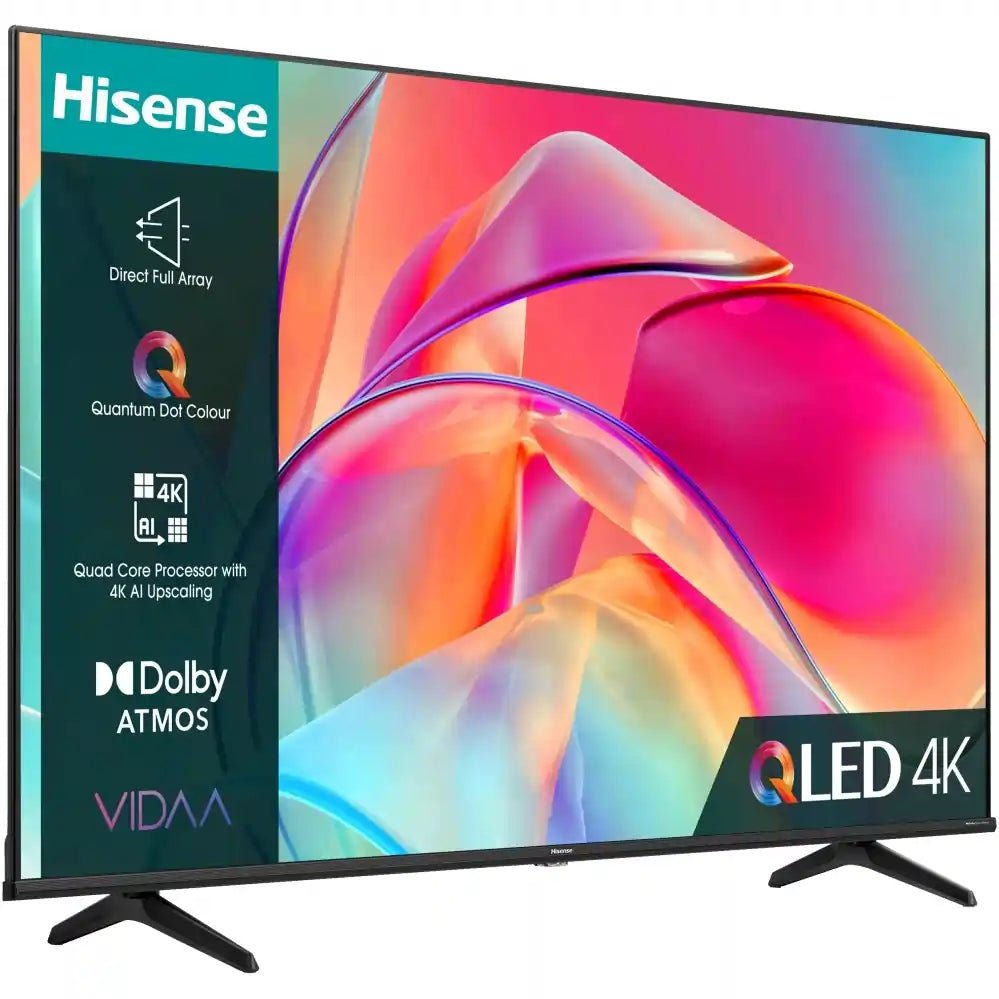 Hisense E7 Series 65E7KQTUK 65" 4K HDR UHD Smart QLED TV Dolby Vision & Atmos | Atlantic Electrics