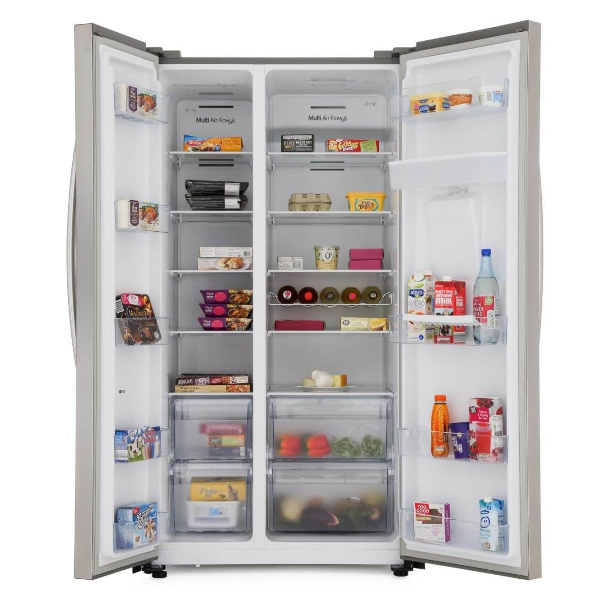 Hisense RS741N4WC11 non-plumbed American Style Fridge Freezer - Stainless Steel | Atlantic Electrics