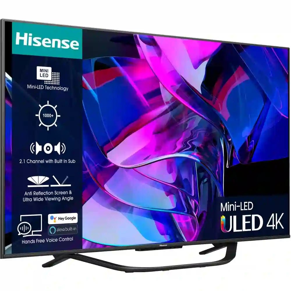 Hisense U7 Series 65U7KQTUK 65" Mini LED 4K Ultra HD Mini-LED Smart TV - Grey | Atlantic Electrics