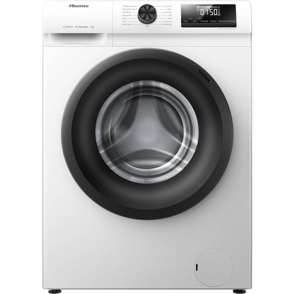 Hisense WFQP7012EVM 7kg 1200 Spin Washing Machine - White | Atlantic Electrics