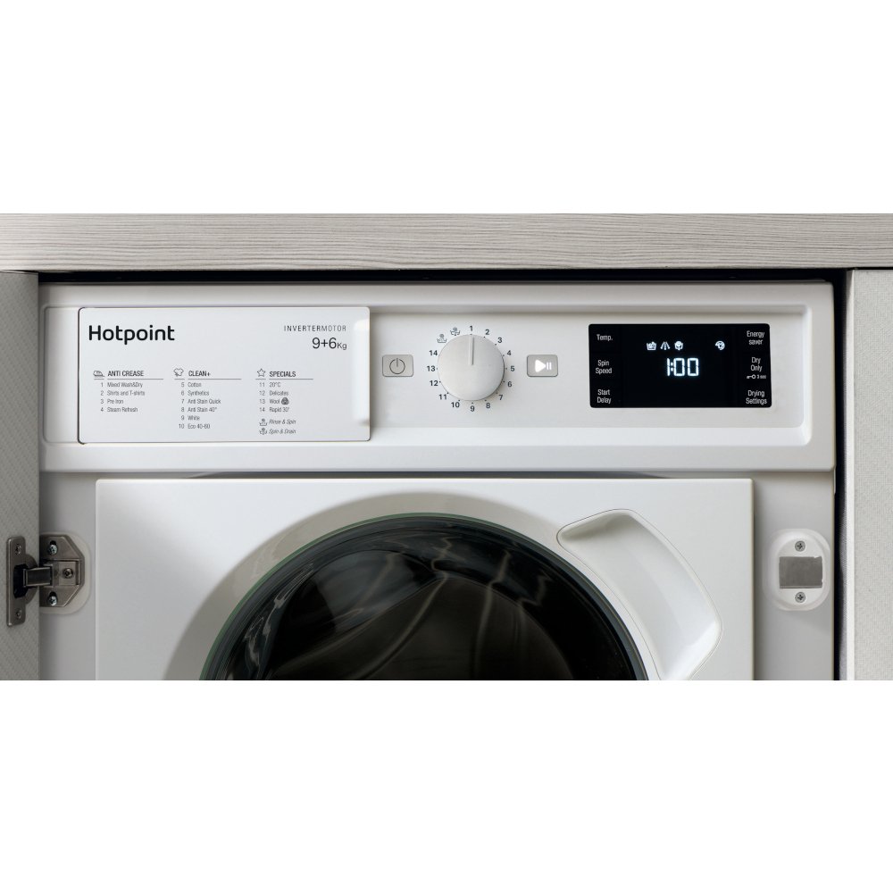 Hotpoint BIWDHG961485UK Integrated 9Kg / 6Kg Washer Dryer with 1400 rpm - White | Atlantic Electrics