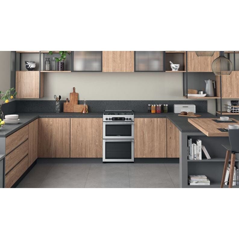 Hotpoint Cannon CD67G0CCX 60cm Double Oven Gas Cooker Twin Cavity Oven Hob Stainless Steel Inox | Atlantic Electrics