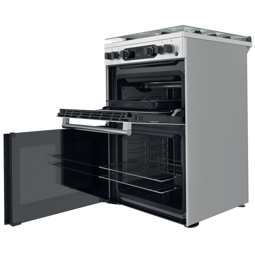 Hotpoint Cannon CD67G0CCX 60cm Double Oven Gas Cooker Twin Cavity Oven Hob Stainless Steel Inox | Atlantic Electrics