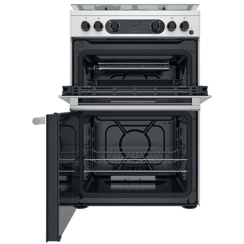 Hotpoint Cannon CD67G0CCX 60cm Double Oven Gas Cooker Twin Cavity Oven Hob Stainless Steel Inox | Atlantic Electrics