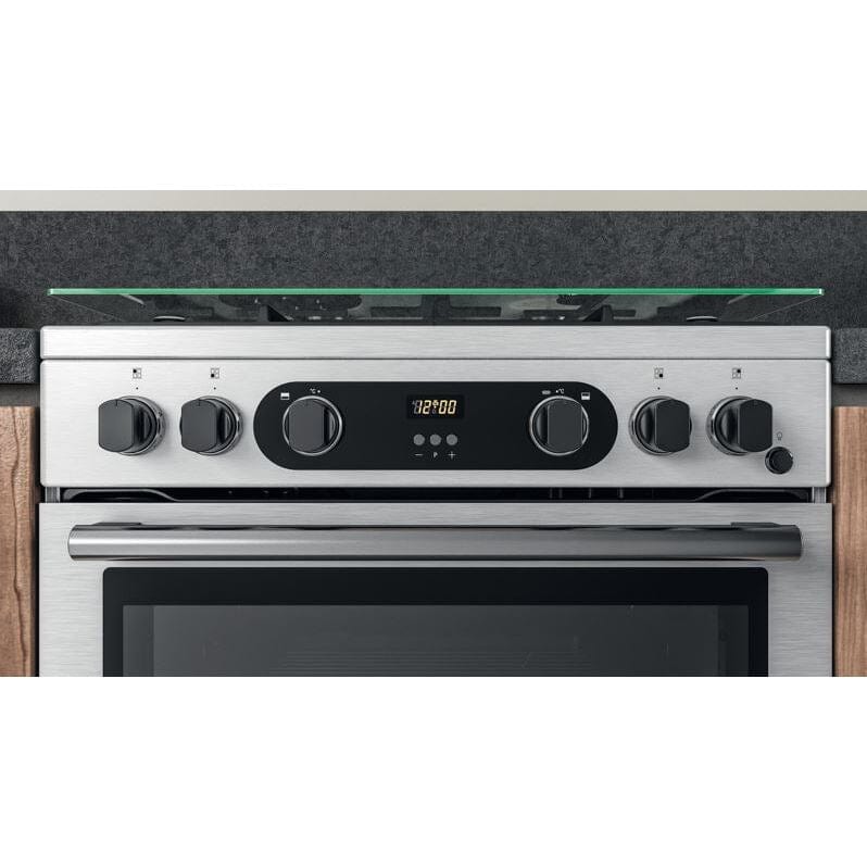 Hotpoint Cannon CD67G0CCX 60cm Double Oven Gas Cooker Twin Cavity Oven Hob Stainless Steel Inox | Atlantic Electrics
