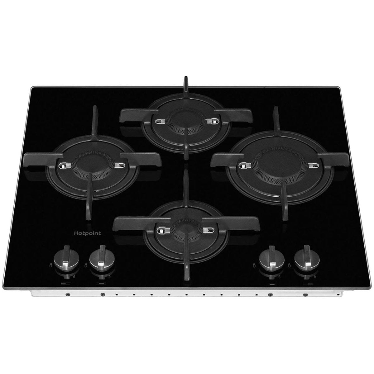HOTPOINT FTGHG641DHBK 60cm Four Burner Gas-on-glass Hob - Black | Atlantic Electrics