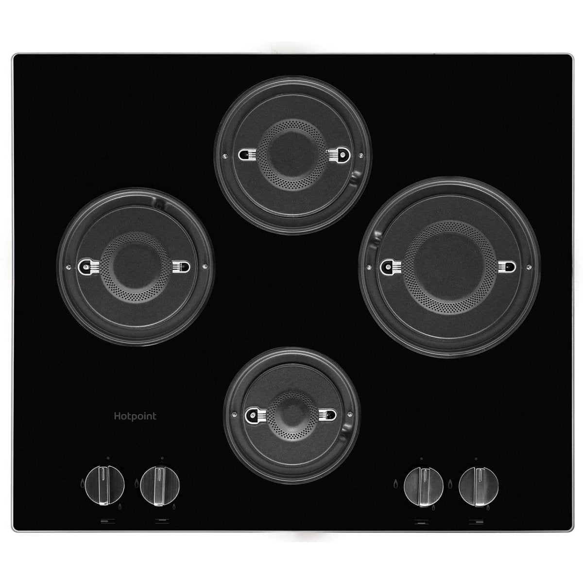 HOTPOINT FTGHG641DHBK 60cm Four Burner Gas-on-glass Hob - Black | Atlantic Electrics