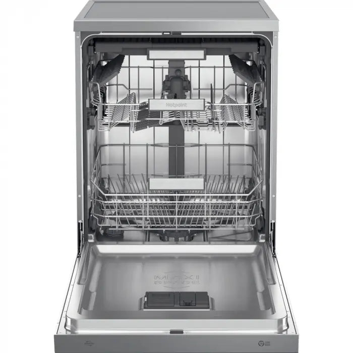 Hotpoint H7FHS51X 60cm Dishwasher in Silver 15 Place Setting B Rated - Silver | Atlantic Electrics