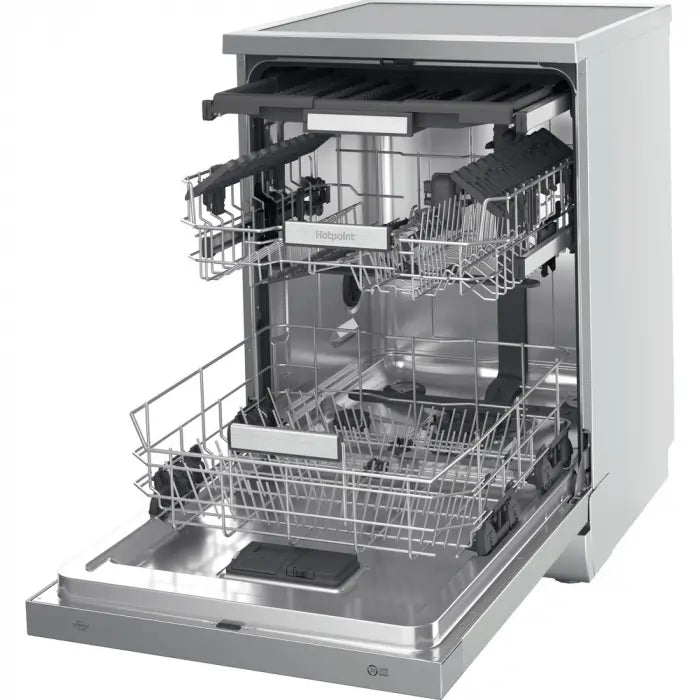 Hotpoint H7FHS51X 60cm Dishwasher in Silver 15 Place Setting B Rated - Silver | Atlantic Electrics