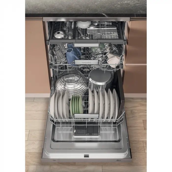 Hotpoint H7FHS51X 60cm Dishwasher in Silver 15 Place Setting B Rated - Silver | Atlantic Electrics