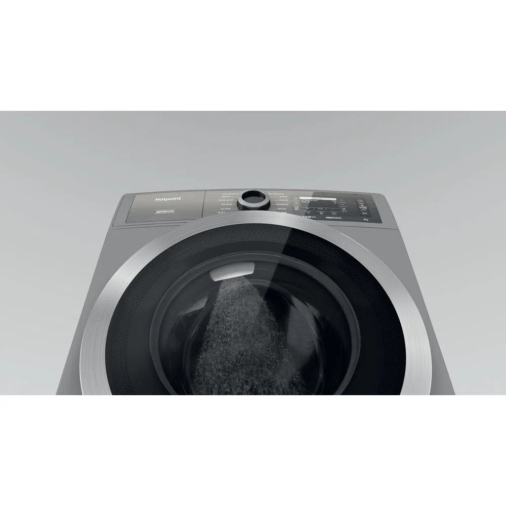 Hotpoint H8W946SBUK 9Kg Freestanding Washing Machine, 1400 rpm, 59.9cm Wide - Silver | Atlantic Electrics