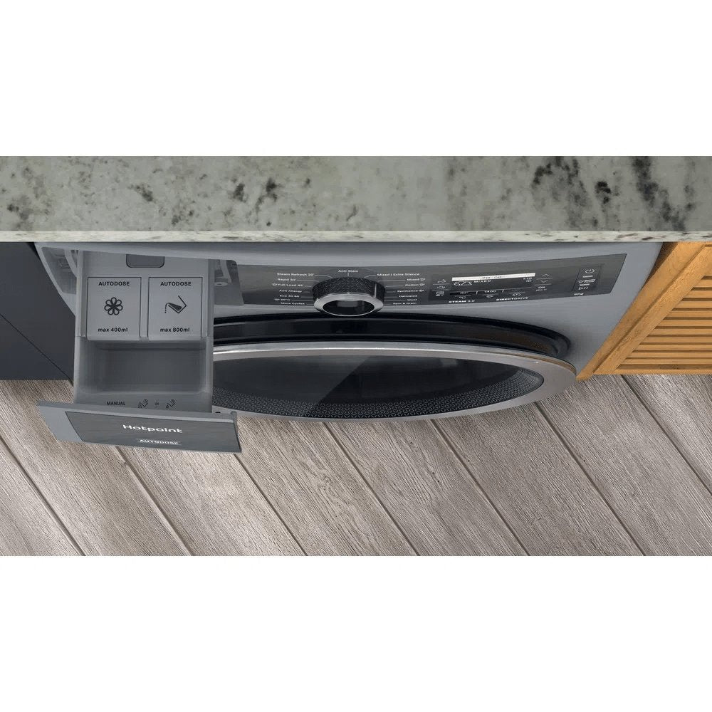 Hotpoint H8W946SBUK 9Kg Freestanding Washing Machine, 1400 rpm, 59.9cm Wide - Silver | Atlantic Electrics