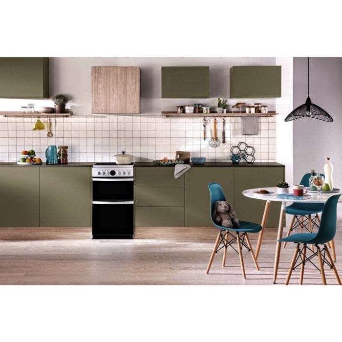 Hotpoint HD5V93CCW 50cm Double Oven Electric Cooker With Ceramic Hob - White | Atlantic Electrics