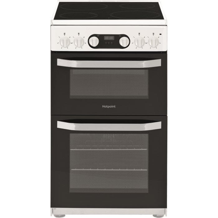 Hotpoint HD5V93CCW 50cm Double Oven Electric Cooker With Ceramic Hob - White | Atlantic Electrics