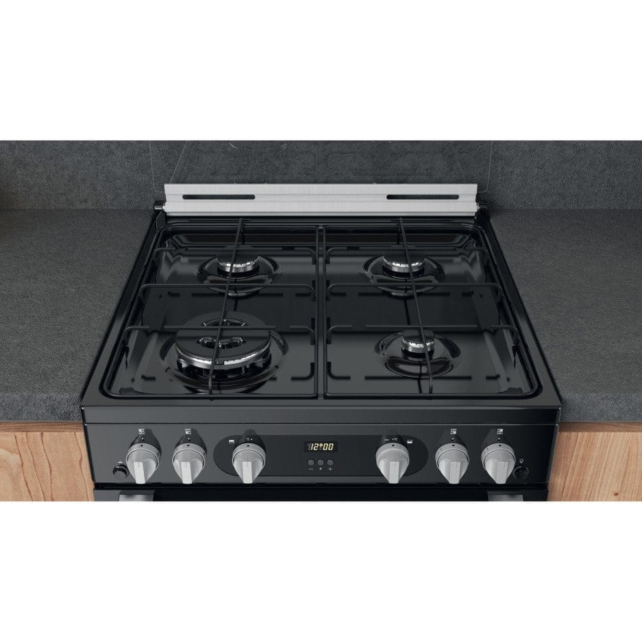 Hotpoint HDM67G0C2CB 60cm Gas Cooker in Black Twin Cavity Oven Gas Hob | Atlantic Electrics
