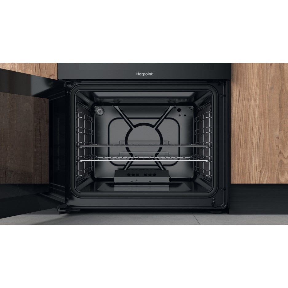 Hotpoint HDM67G0CCB 60cm Gas Cooker in Black Twin Cavity Oven Gas Hob | Atlantic Electrics