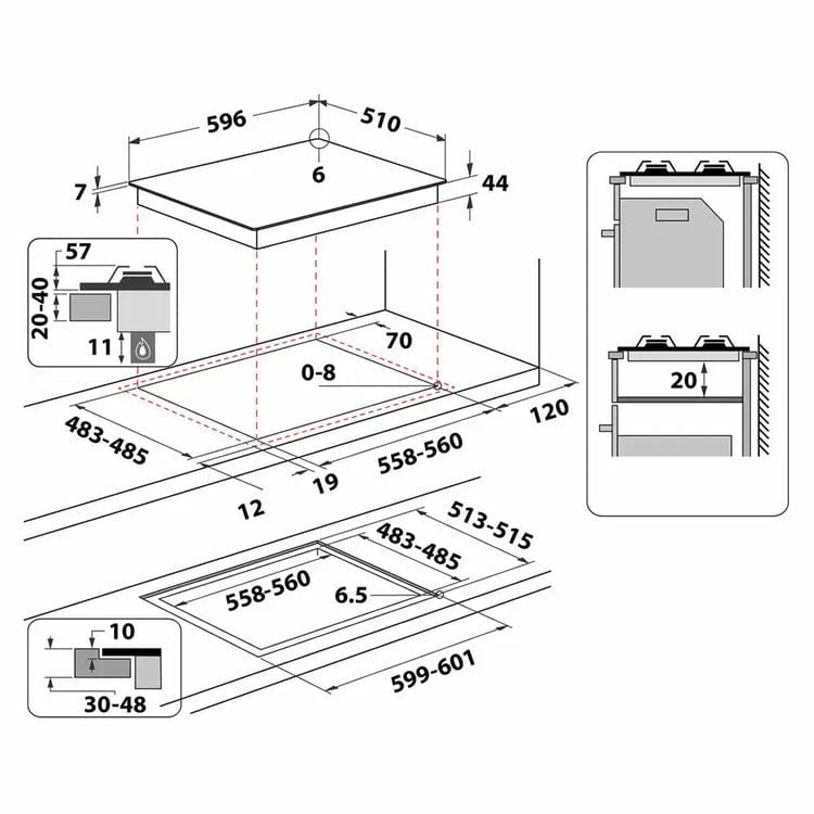 Hotpoint HGS61SBK 60cm 4 Zone Gas Hob - Black | Atlantic Electrics