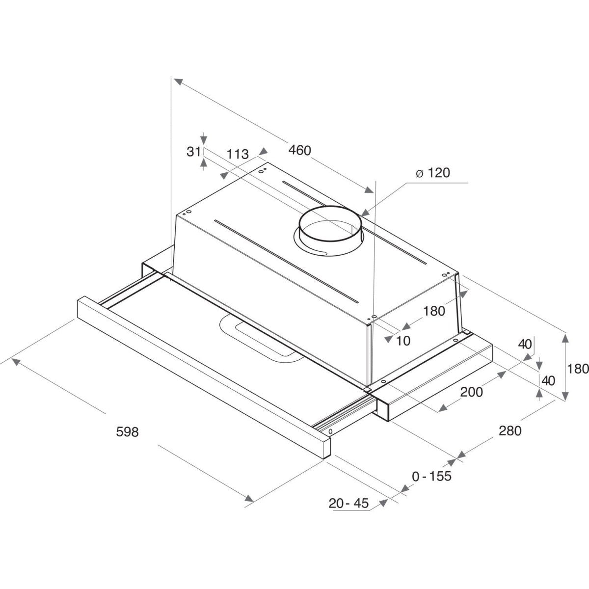Hotpoint HSFX 60cm wide Telescopic Cooker Hood Stainless Steel | Atlantic Electrics