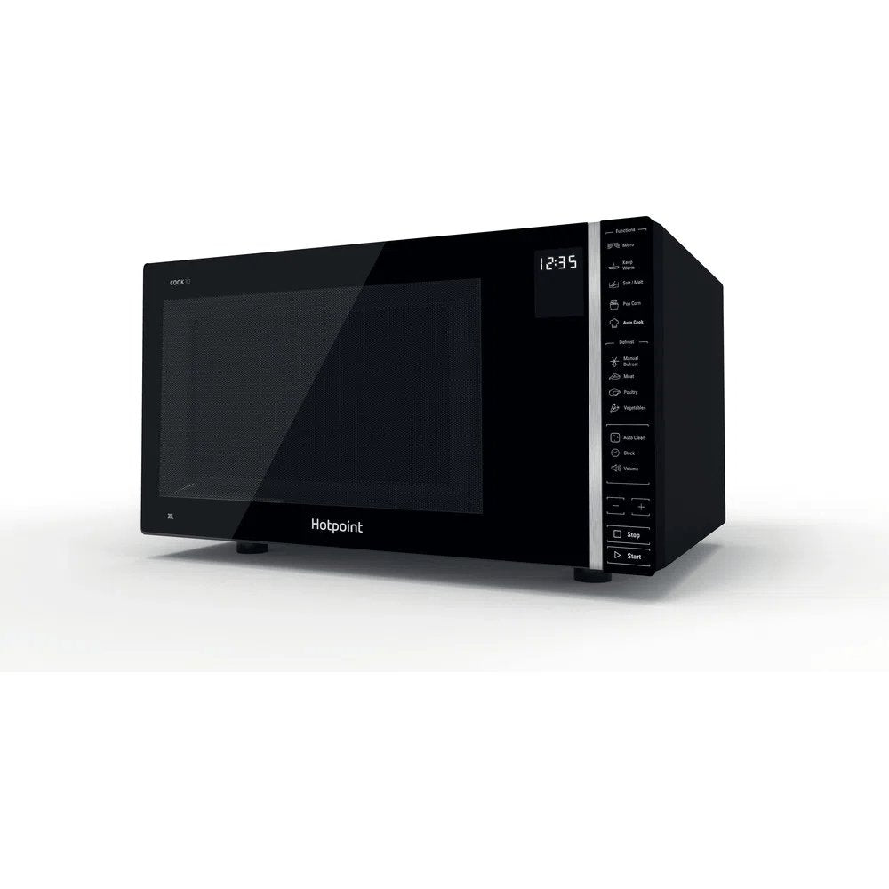 Hotpoint MWH301B 30 Litre Freestanding Microwave, 53.9cm Wide - Black | Atlantic Electrics