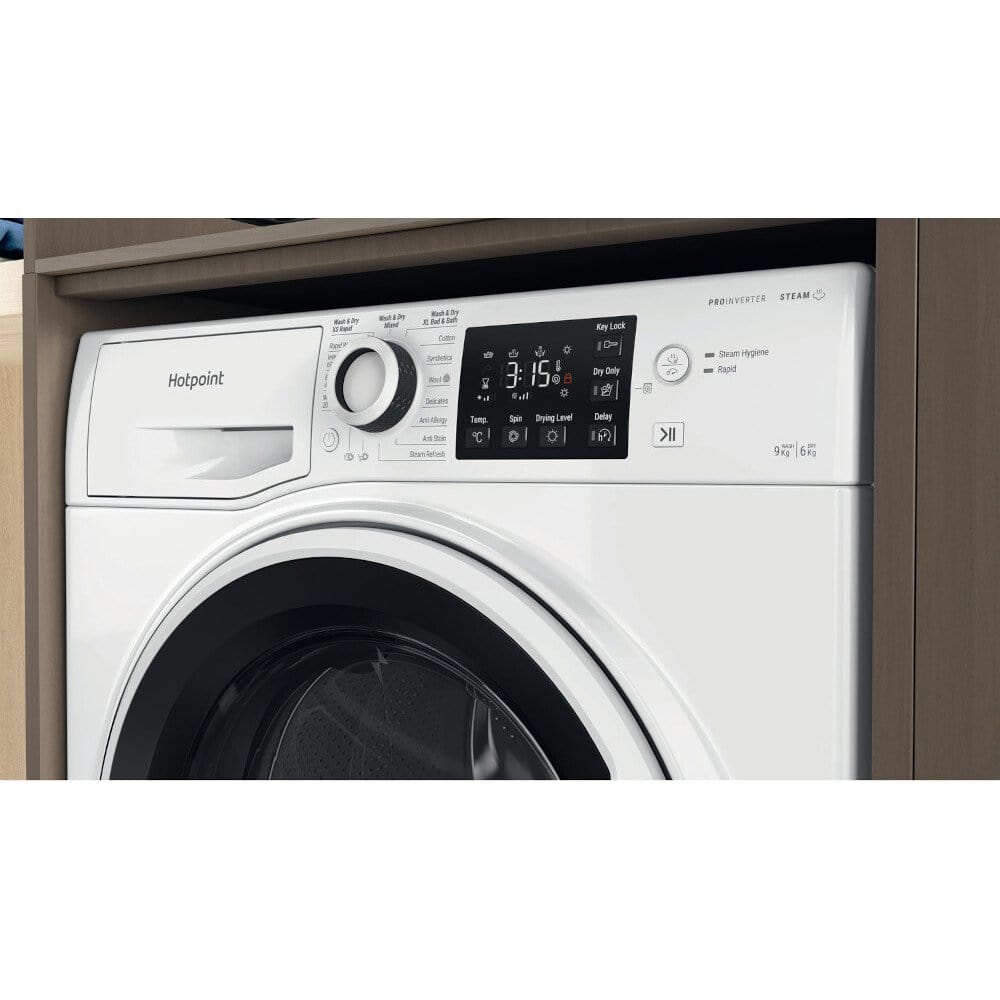 Hotpoint NDBE9635WUK 9Kg+6Kg 1400 Spin Washer Dryer - White | Atlantic Electrics