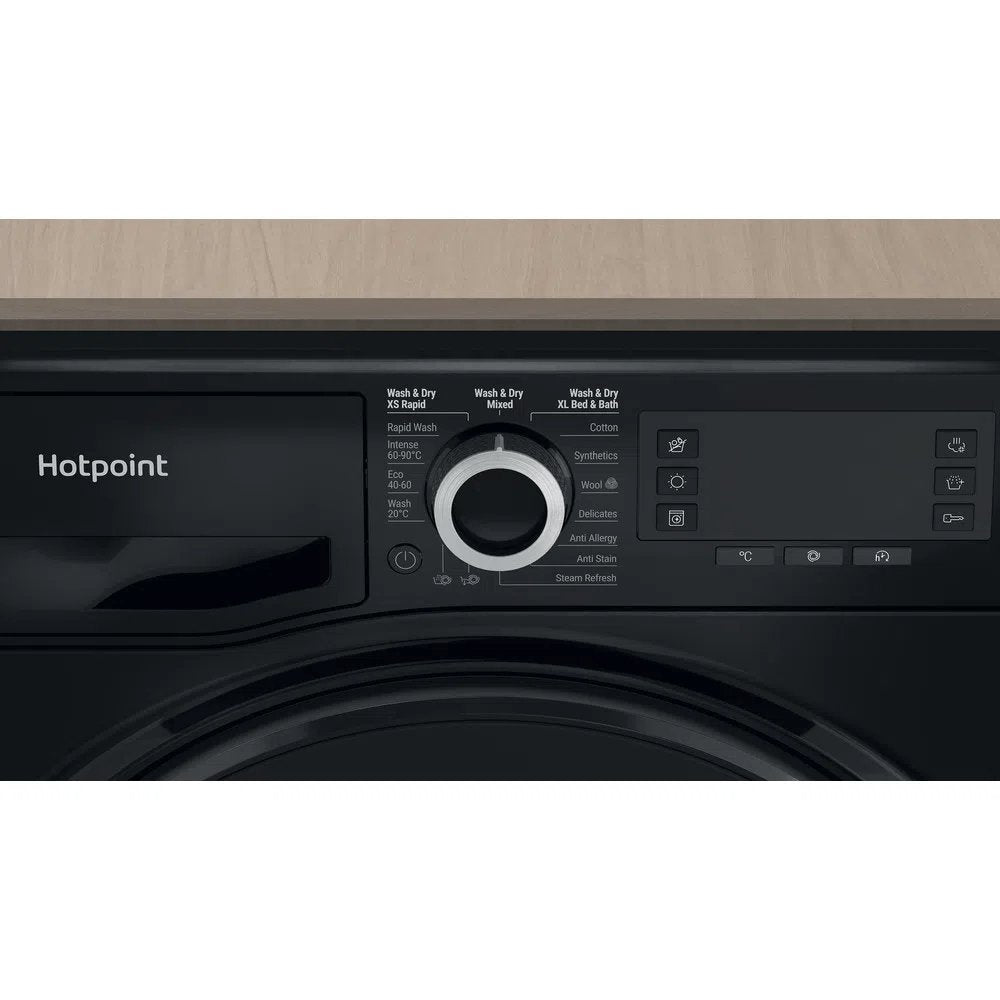 Hotpoint NDD8636BDAUK 8+6Kg Washer Dryer with 1400 rpm, 59.5cm Wide - Black | Atlantic Electrics