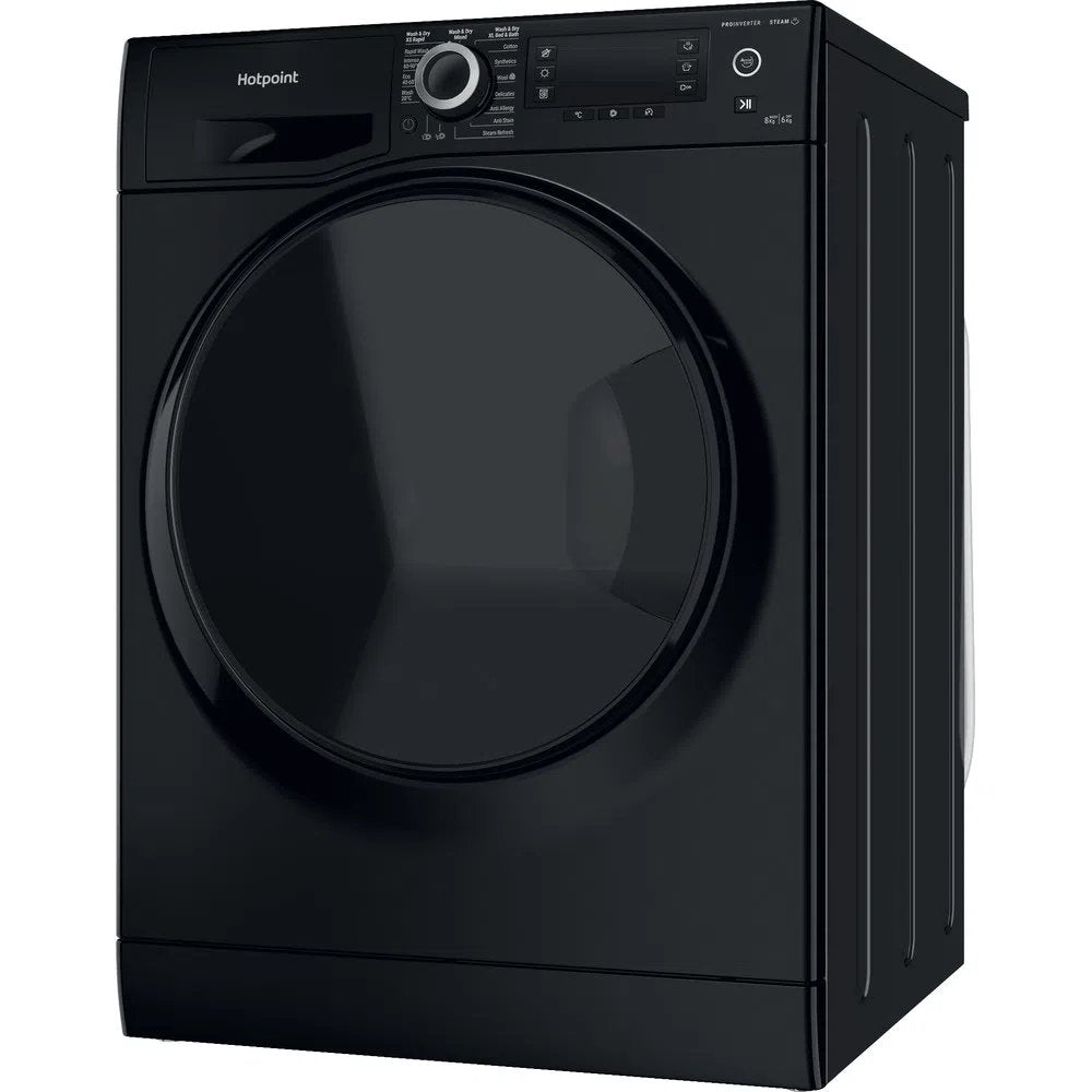 Hotpoint NDD8636BDAUK 8+6Kg Washer Dryer with 1400 rpm, 59.5cm Wide - Black | Atlantic Electrics