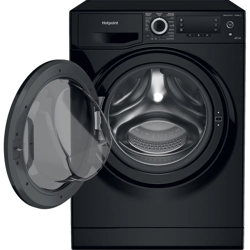 Hotpoint NDD8636BDAUK 8+6Kg Washer Dryer with 1400 rpm, 59.5cm Wide - Black | Atlantic Electrics